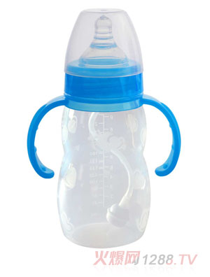 優恩藍色硅膠奶瓶260ml