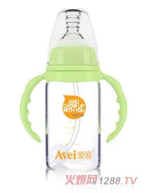 噯唯標準口徑帶柄自動高硼硅玻璃奶瓶(120ml)