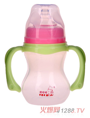 優嘻噯嬰幼兒兩用水壺（210ml寬口徑）粉色