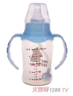 優嘻噯自動有柄感溫PPSU奶瓶150ml藍色