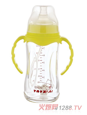 優嘻噯全抗體玻璃自動奶瓶黃色240ml