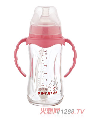 優嘻噯全抗體玻璃自動奶瓶紅色200ml