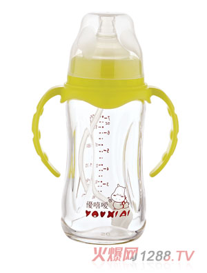 優嘻噯全抗體玻璃自動奶瓶黃色200ml