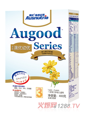 澳優金裝優選配方奶粉3段400克盒