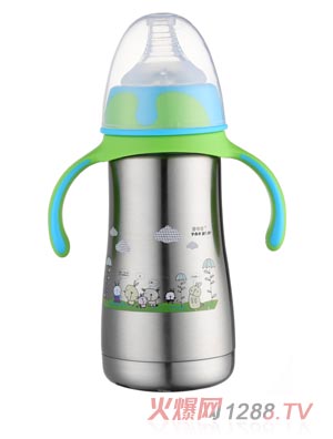 優嘻噯炫彩保溫奶瓶260ML綠色