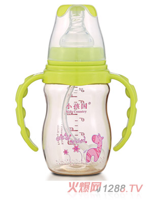 小孩國初生標口弧形自動PPSU奶瓶 綠色150ML