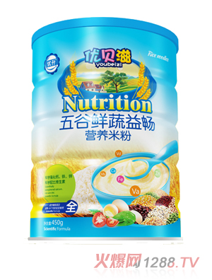 優貝滋五谷鮮蔬益暢營養米粉-聽裝