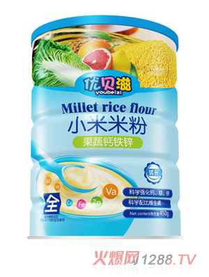 優貝滋果蔬鈣鐵鋅小米米粉-聽裝