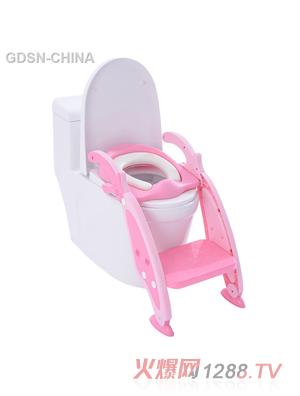 青蛙嘟迪兒童時尚階梯式輔助坐便器粉色