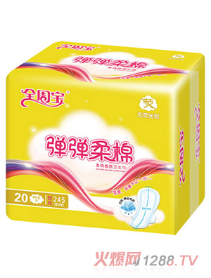 全周寶彈彈柔棉衛生巾日用網245mm