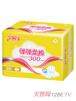 全周寶彈彈柔棉衛生巾夜用棉300mm