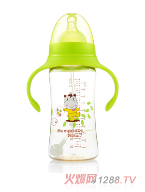 媽咪王子PPSU寬口自動吸300ml奶瓶 綠色