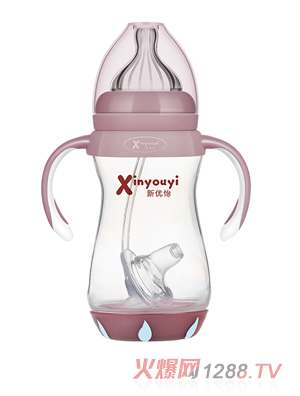 新優怡PP奶瓶300ml 咖色