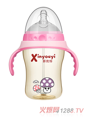 新優怡超寬口PPSU奶瓶320ml 粉色