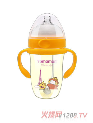 優秀媽咪PPSU廣口徑仿母乳奶瓶橙色260ml