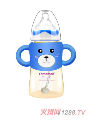 優秀媽咪可愛小熊硅膠手柄PPSU奶瓶280ml