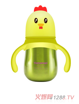 優秀媽咪雙色小雞蓋子造型保溫奶瓶寬口徑220ml