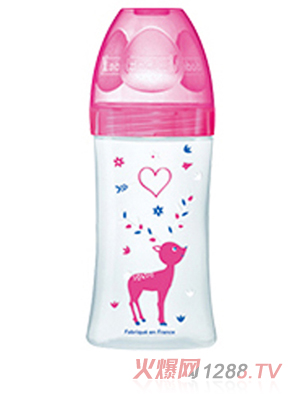 Dodie自然質感寬口徑PP奶瓶 270ml 紅色