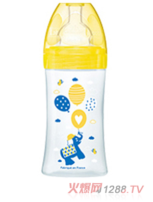 Dodie自然質感寬口徑PP奶瓶 270ml 黃色