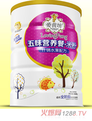 愛茵坊什錦水果燕麥鐵鋅雙益護暢五谷珍寶五味營養餐米粉鐵聽輔食代理