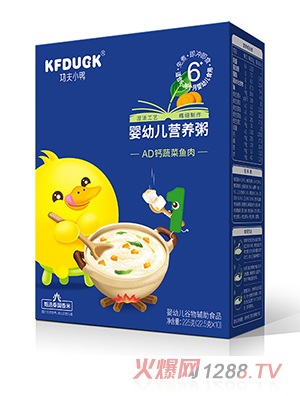 功夫小鴨嬰幼兒營養粥AD鈣蔬菜魚肉牛肉菠菜胡蘿卜鱈魚高鐵輔食225g